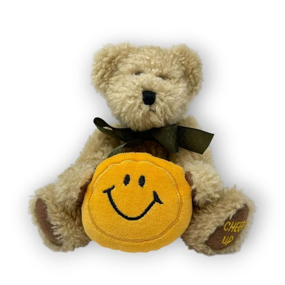 Boyds Bear Cheer Up Sonny Jointed Stuffed Plush Happy Smiley Face Get Well Tags